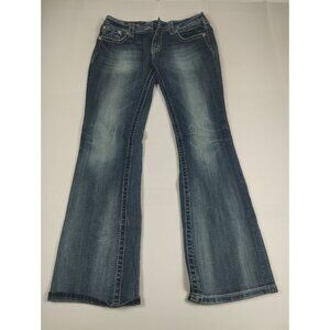 Miss Me Women Size 29x31 Blue Denim JE5786EL Mid Rise Easy Boot Embroidered Jean